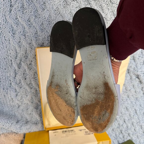 Fendi Baguette Blue Leather Sandals Authentic - Picture 4 of 6